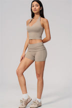 The Twirl Wide Strap Halter Crop Top