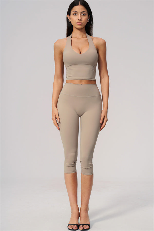 The Twirl Wide Strap Halter Crop Top