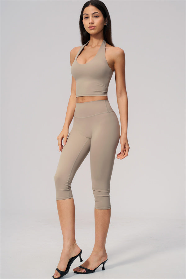 The Twirl Wide Strap Halter Crop Top