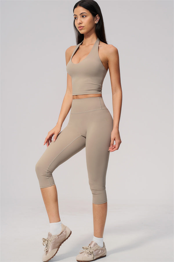 The Twirl Wide Strap Halter Crop Top