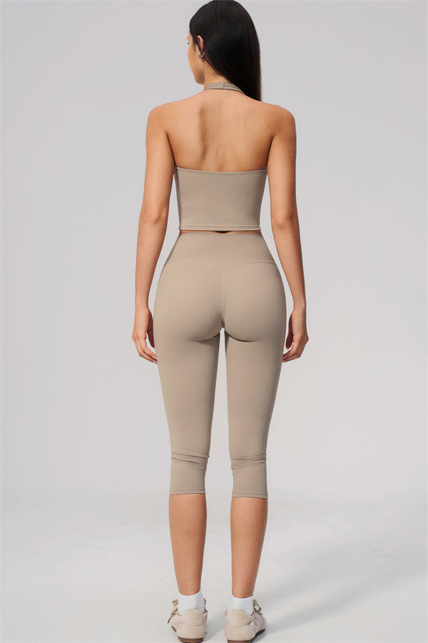 The Twirl Wide Strap Halter Crop Top