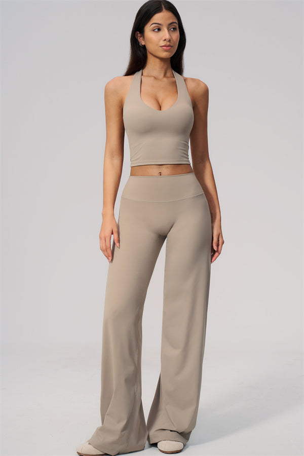 The Twirl Wide Strap Halter Crop Top