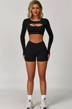 The Lavish Long Sleeve Cut-out Crop Top