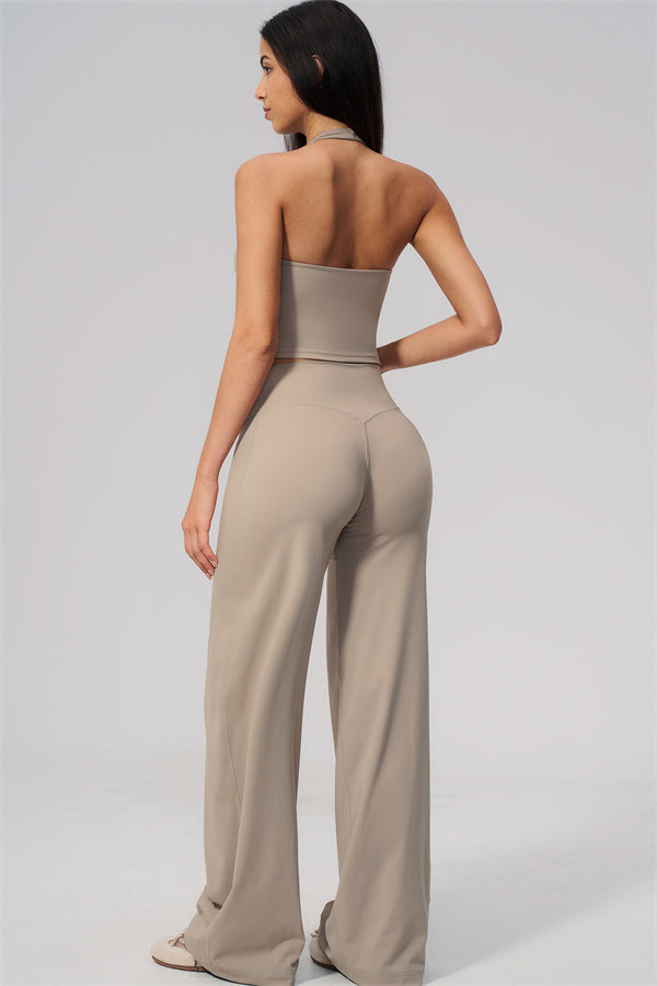 The Twirl Wide Strap Halter Crop Top